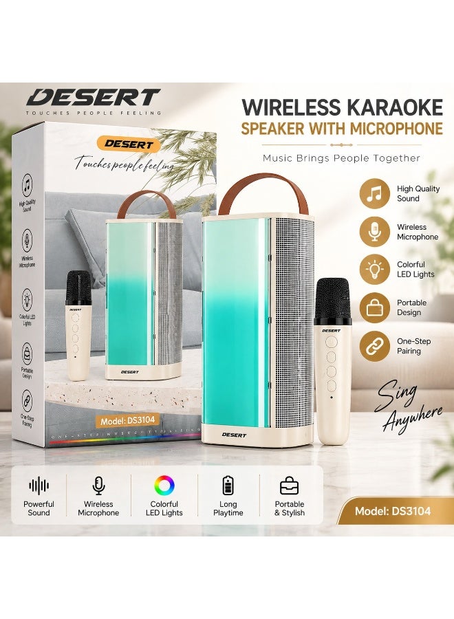DESERT -992 Wireless Karaoke Speaker with Microphone | Portable Bluetooth Speaker | Colorful LED Lights | Stylish Design