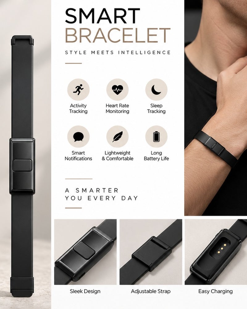 Smart Bracelet – Stylish Fitness & Wellness Tracking Wristband