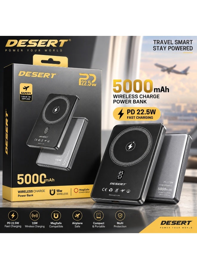 DESERT DS-5000 5000mAh Portable Power Bank – Compact External Battery Charger with USB Output
