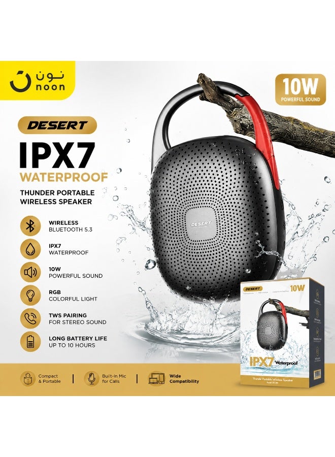 DESERT DS-989 10W Portable Bluetooth Wireless Speaker, IPX7 Waterproof, RGB Colorful Light, TWS Pairing, Built-in Microphone, Portable Design
