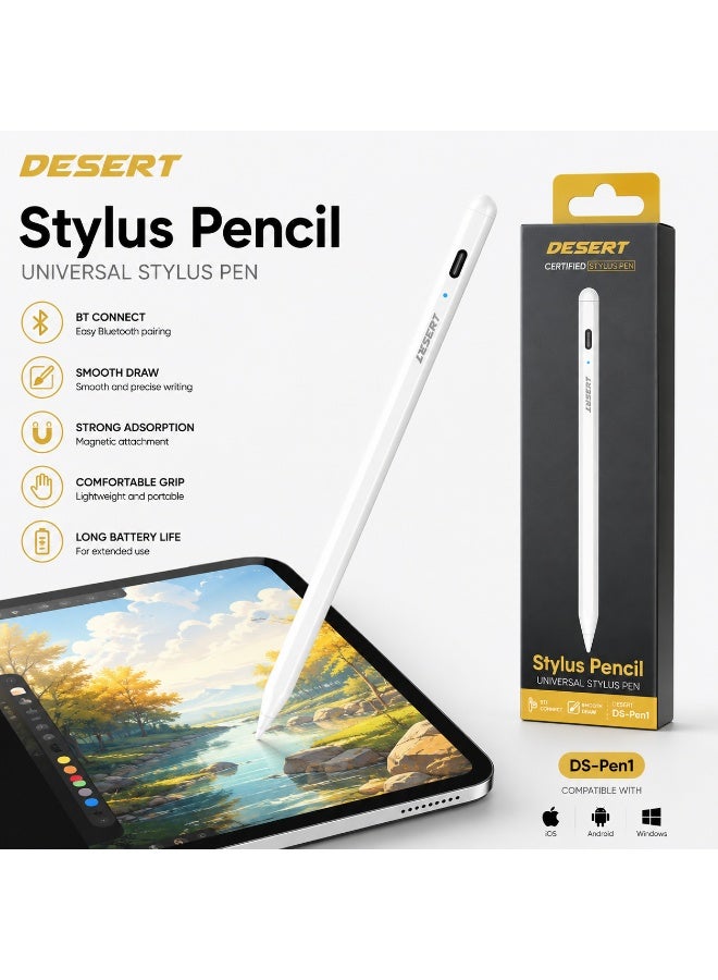 DESERT DS-Pen1 Universal Stylus Pen, Bluetooth Connectivity, Smooth Drawing & Writing, Rechargeable Digital Pen for Tablets and Smartphones