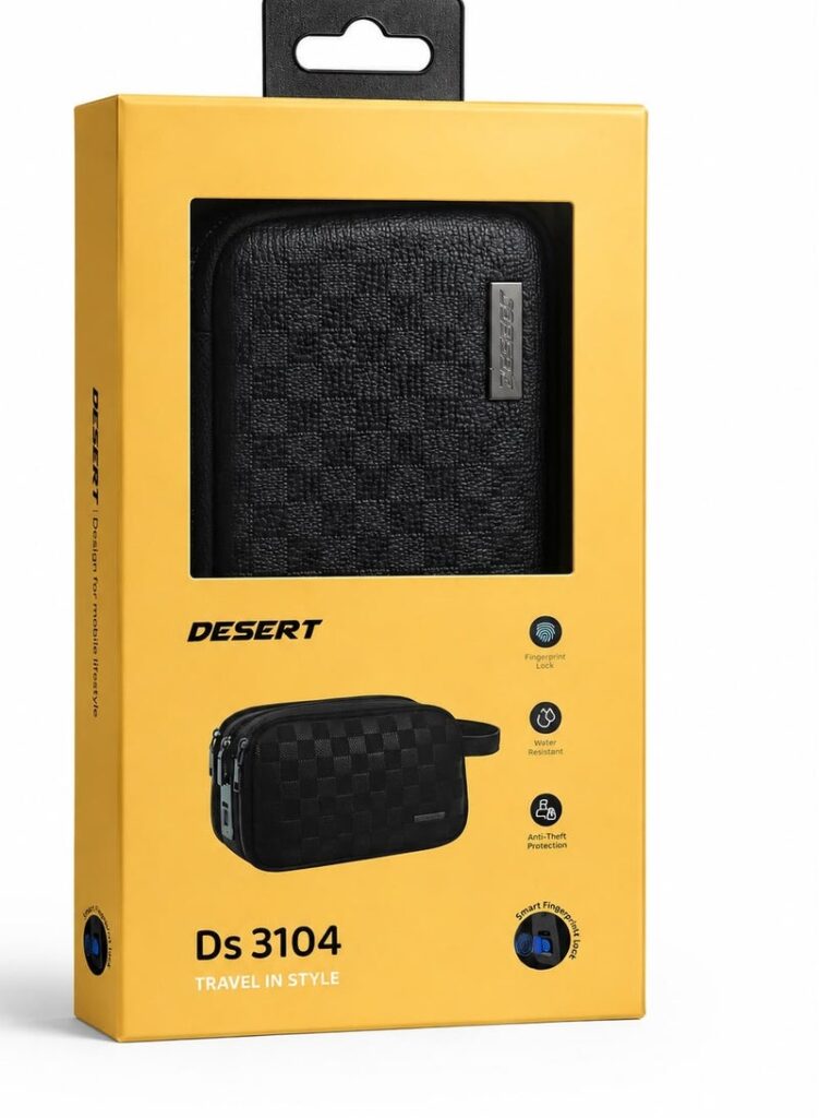 DESERT DS 3104 Travel Pouch with Fingerprint Lock | Water-Resistant Anti-Theft Organizer Bag