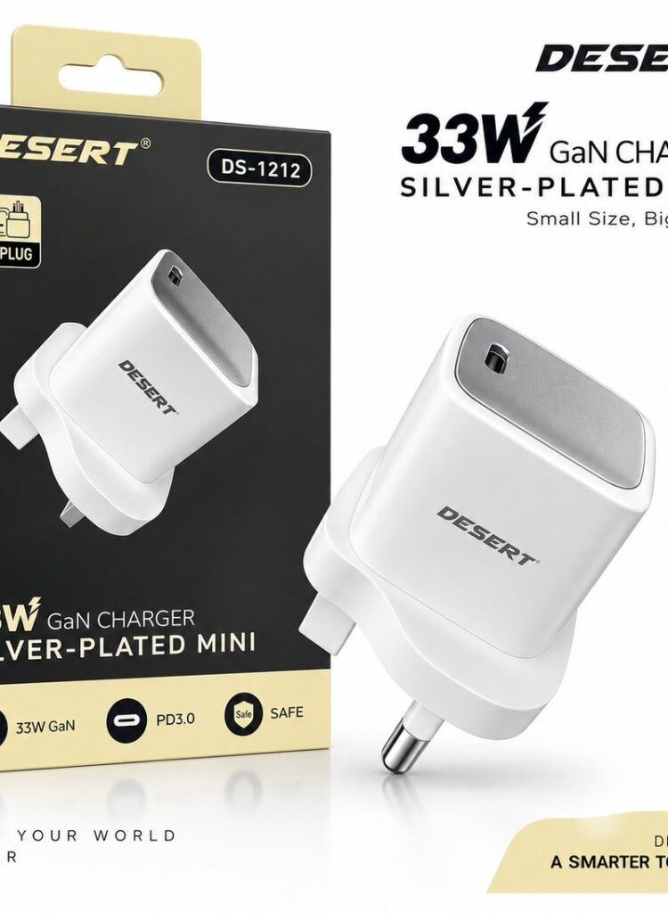 DESERT DS-1212 33W GaN Mini Wall Charger – EU Plug, USB-C PD 3.0 Fast Charging